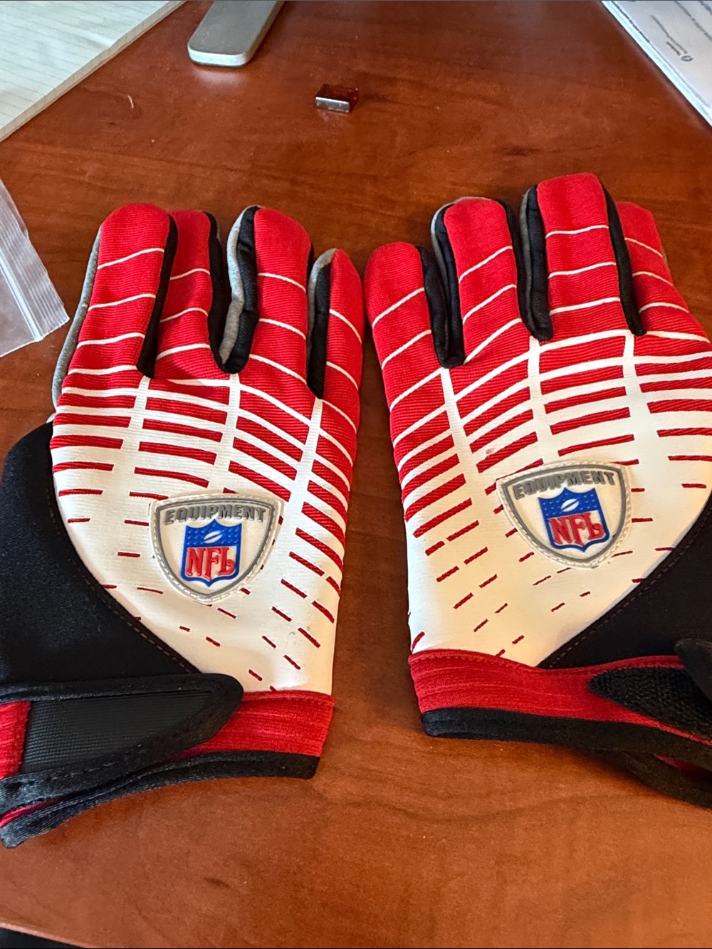 NFL Equipment Red White Football Gloves